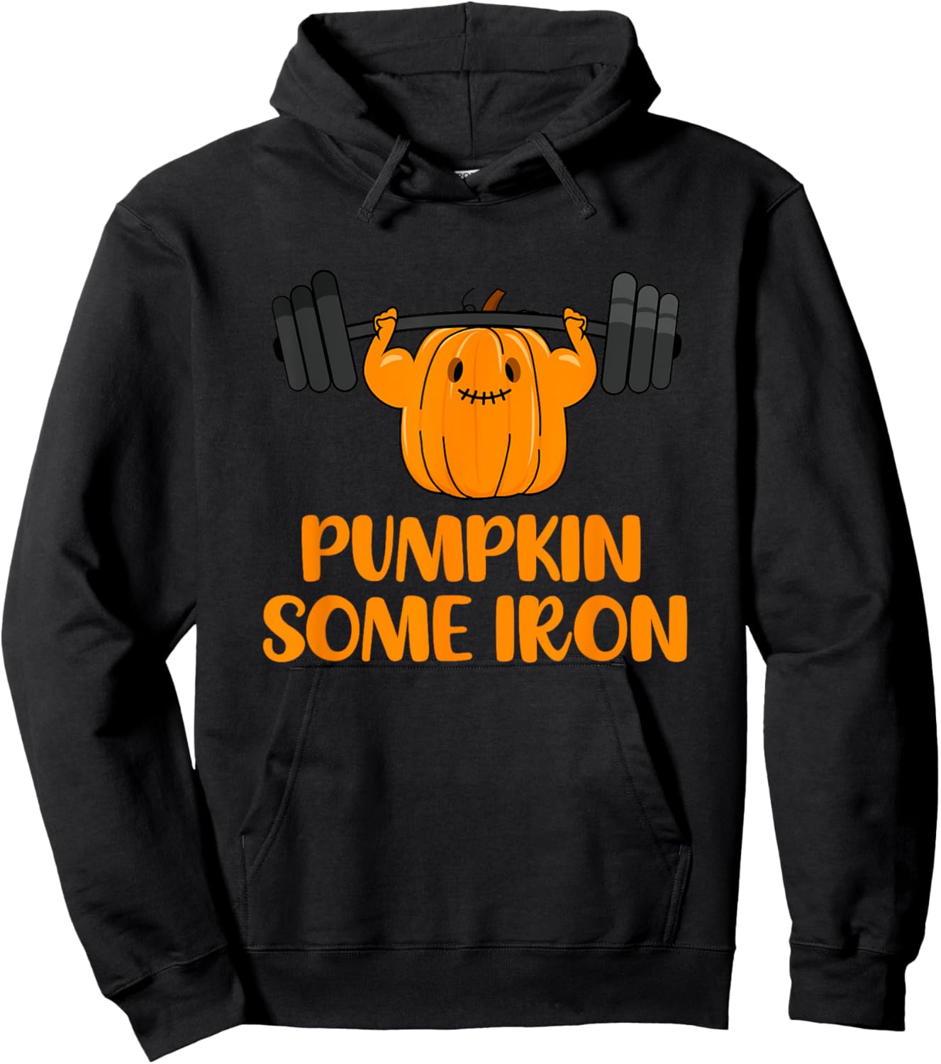 Pumpkin Some Iron Funny Halloween Gym Workout Lifting Pun Hoodie - Hoodie | Black