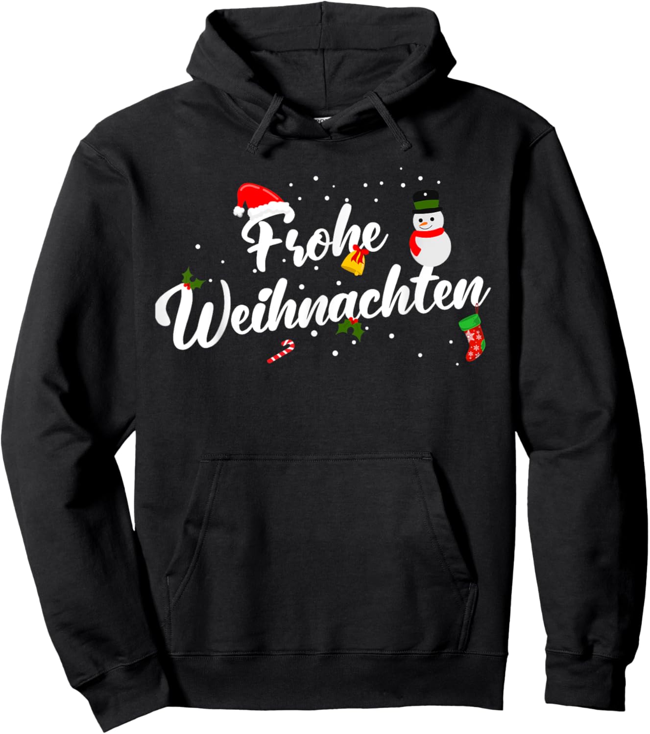 Christmas German Apparel -Adults, -Kids Black Cotton 60%, Polyester 40% Modern Letter Print Hoodie - Hoodie | Black