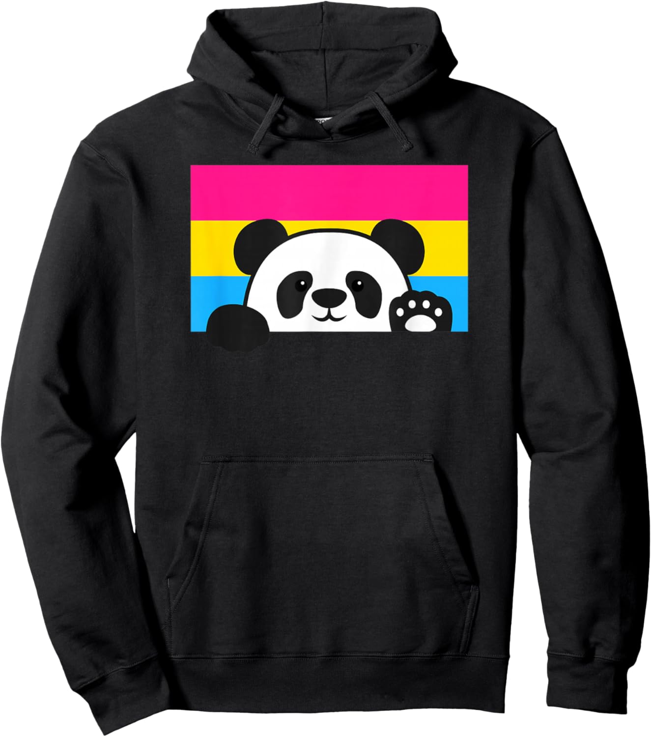 Panda Bear Love Pansexual Pride Flag Aesthetic Cute Cartoon Hoodie - Hoodie | Black