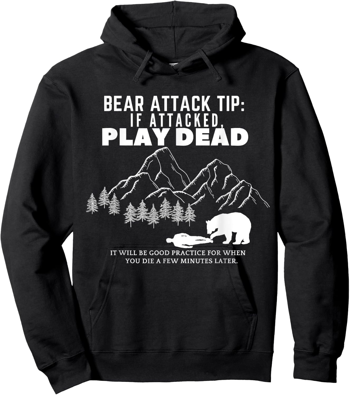 Bear Attack Tip Funny Camping Hiking Outdoor Adventure Hoodie - Hoodie | Black