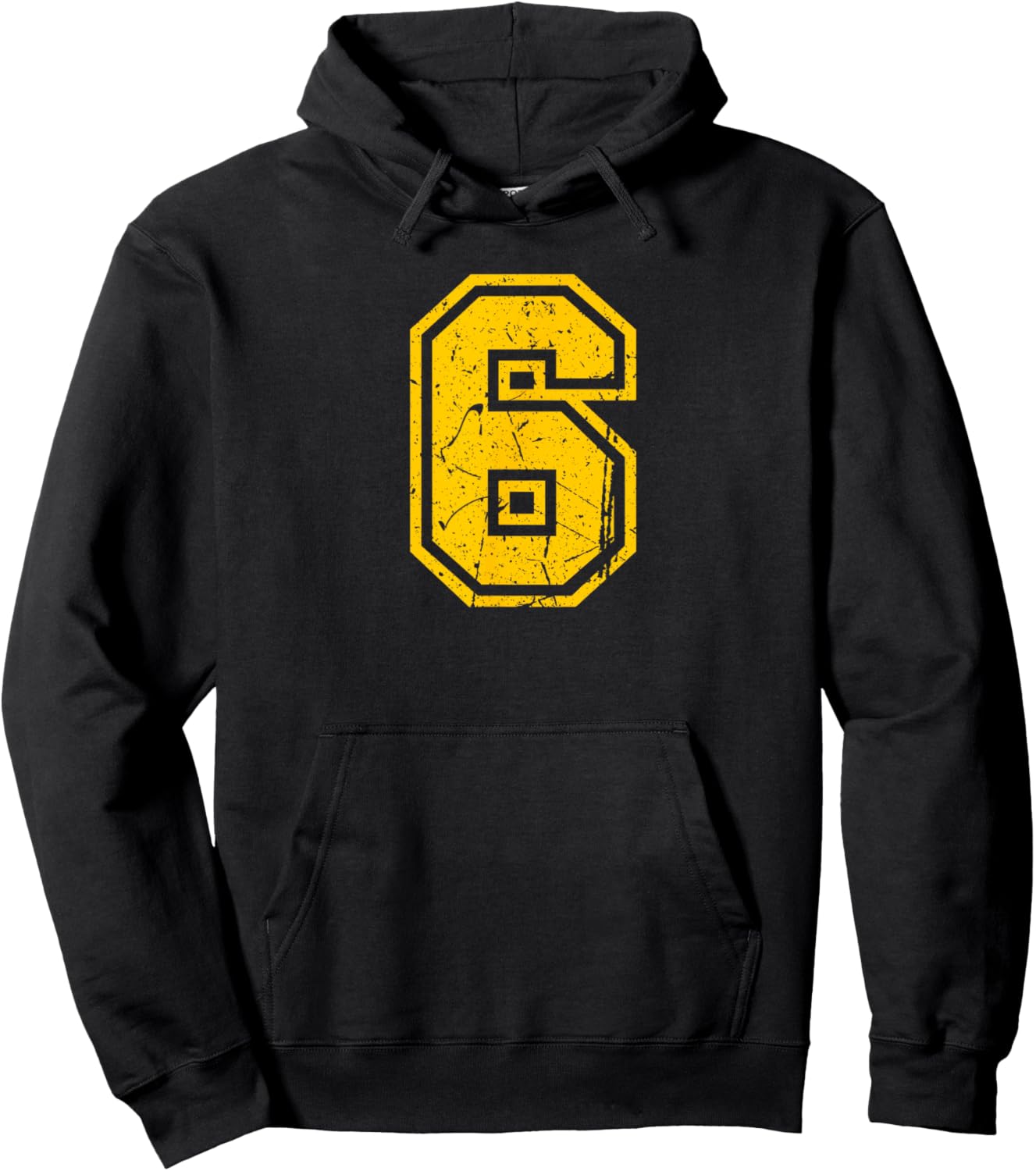 Number #6 Yellow Sports Player Hoodie - Hoodie | Black
