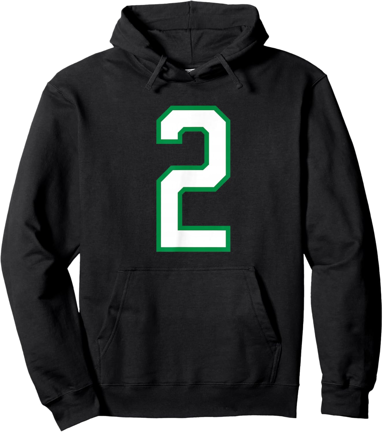Number #2 White Green Sports Team Hoodie - Hoodie | Black