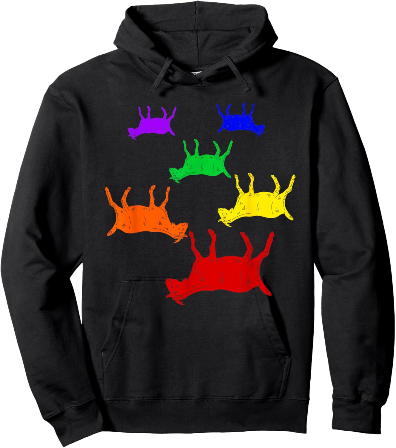Rainbow Fainting Goats Farm Animal Lover Fainting Goat Hoodie - Hoodie | Black