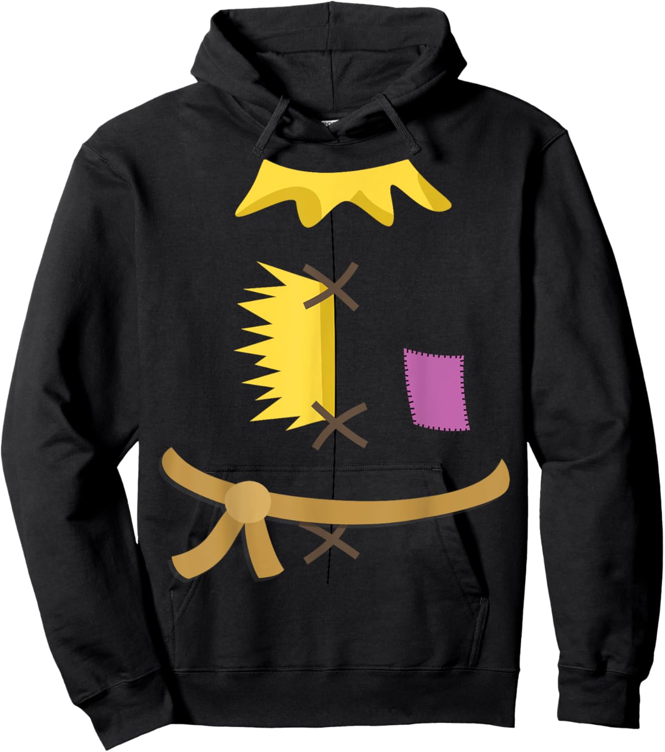 Scarecrow Costume Halloween Wizard of Oz Patch Vintage Hoodie - Hoodie | Black