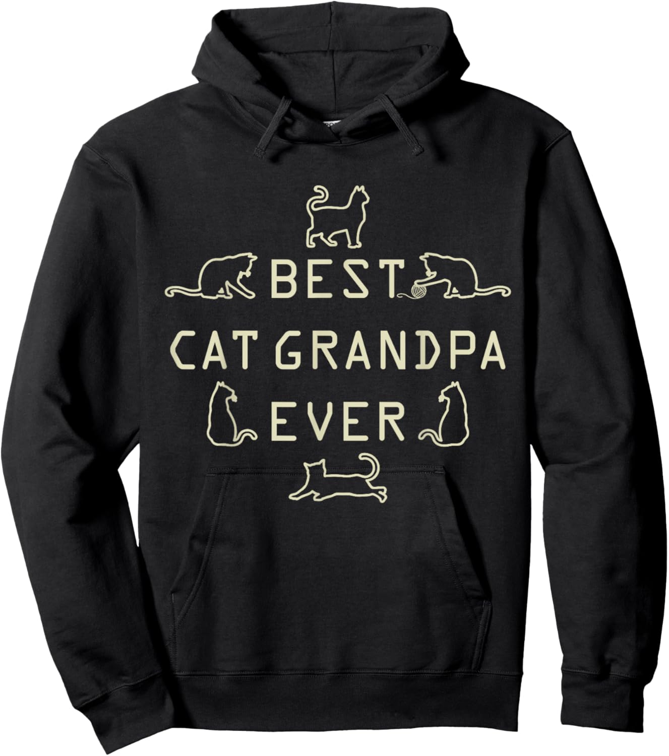 Feline Kitten Cat Grandfather Kitty Grandpa Fathers Day Meow Women Hoodie - Hoodie | Black