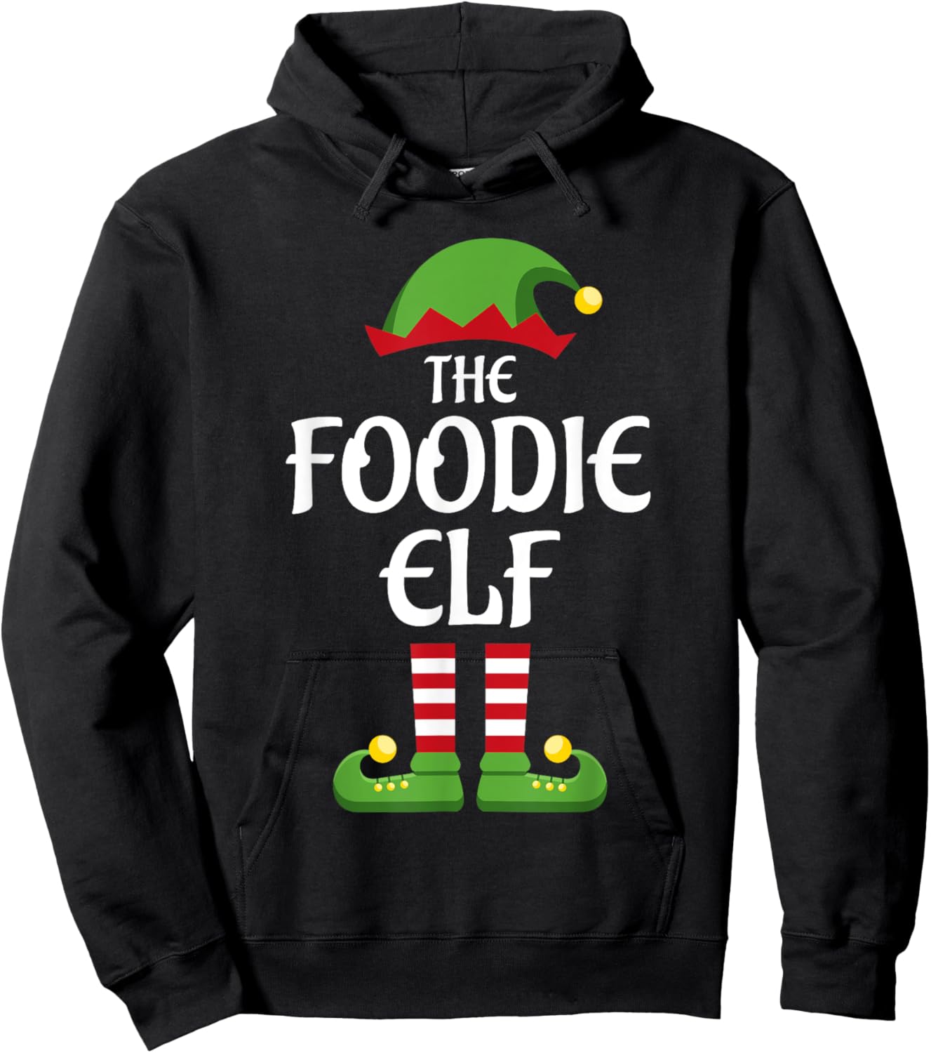 Foodie Elf Family Matching Group Christmas Hoodie - Hoodie | Black