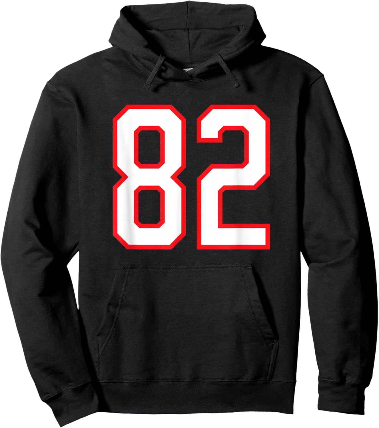 Number #82 White Red Sports Team Number Hoodie - Hoodie | Black