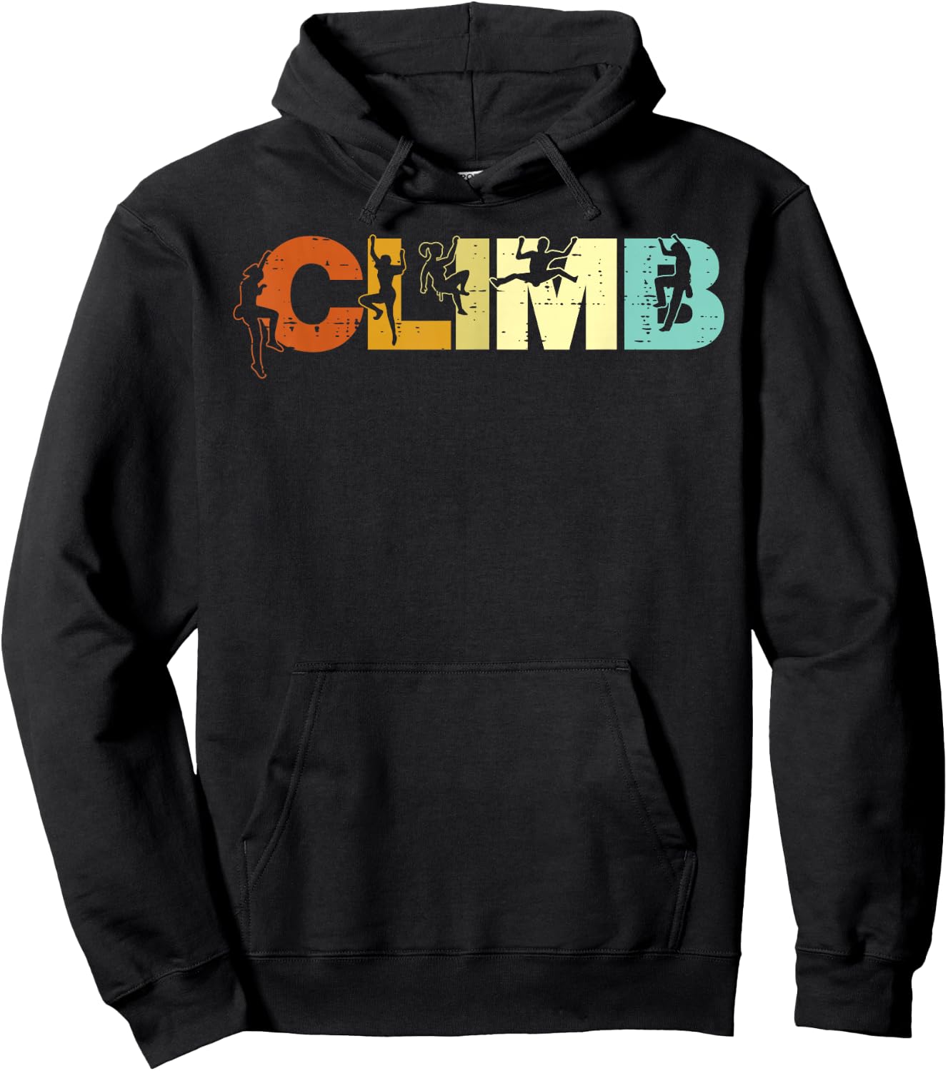 Climbing Climb Letters Retro Rock Climber Women Girls Kids Hoodie - Hoodie | Black