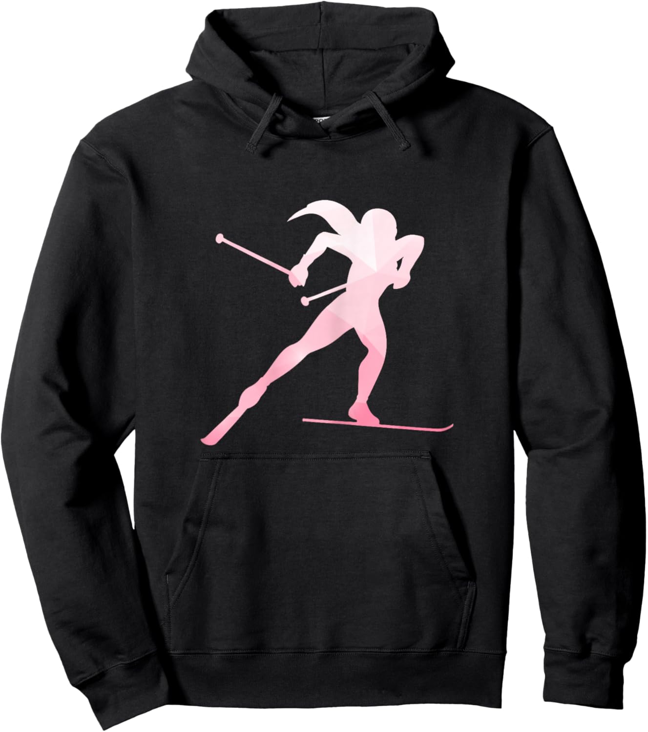 Girl Silhouette Cross Country Skiing Winter Sports Biathlon Hoodie - Hoodie | Black