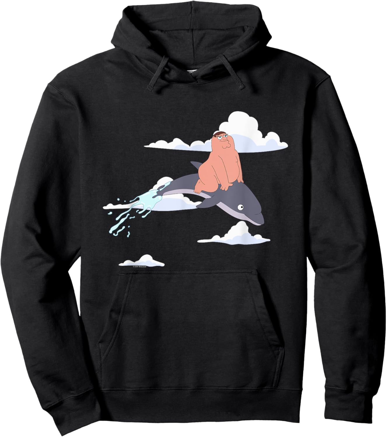 Family Guy Peter on a Dolphin Funny Cartoon Hoodie - Hoodie | Black