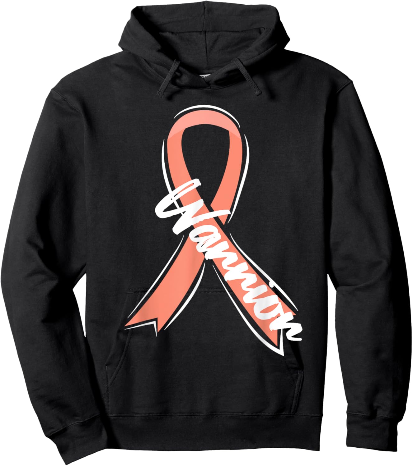 Uterine Cancer Warrior Peach Ribbon Hoodie - Hoodie | Black