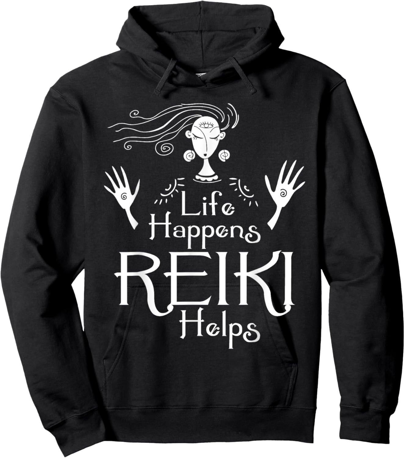 Life Happens Reiki Helps - Holistic Healer Healing Chakra Hoodie - Hoodie | Black
