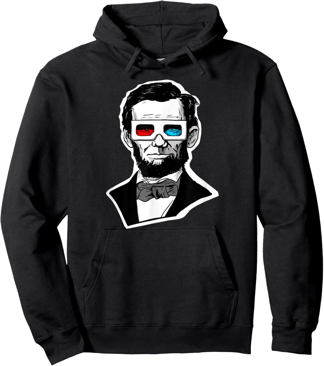 Abraham Lincoln 3D Glasses fun Abe Lincoln Funny 3D Glasses Hoodie - Hoodie | Black
