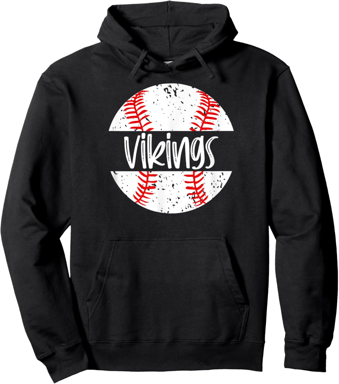 Vikings Baseball Team Mascot School Spirit Game Day Hoodie - Hoodie | Black
