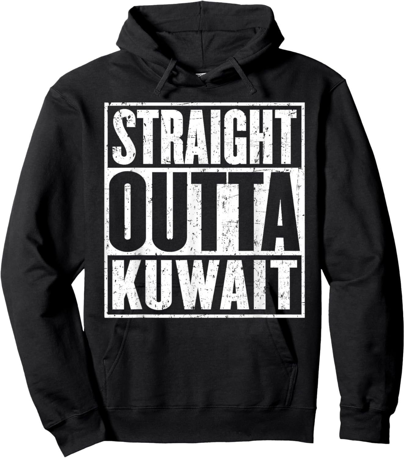 Straight Outta Kuwait Vintage Distressed Hoodie - Hoodie | Black