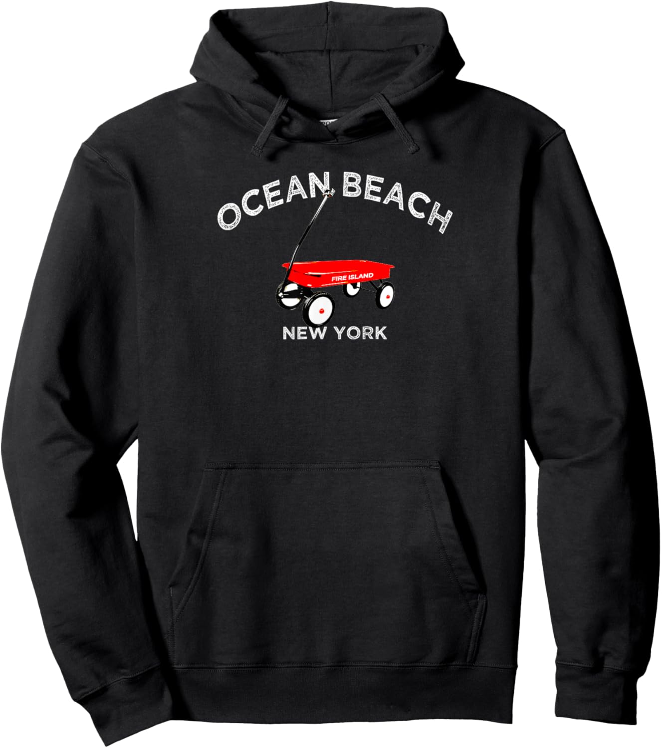 Ocean Beach Fire Island Red Wagon Long Island NY Beach Sun Women Kids Hoodie - Hoodie | Black