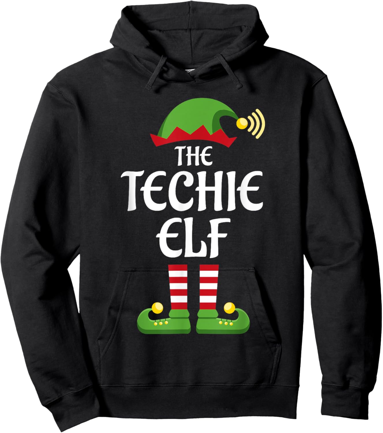 Techie Elf Family Matching Group Christmas Hoodie - Hoodie | Black