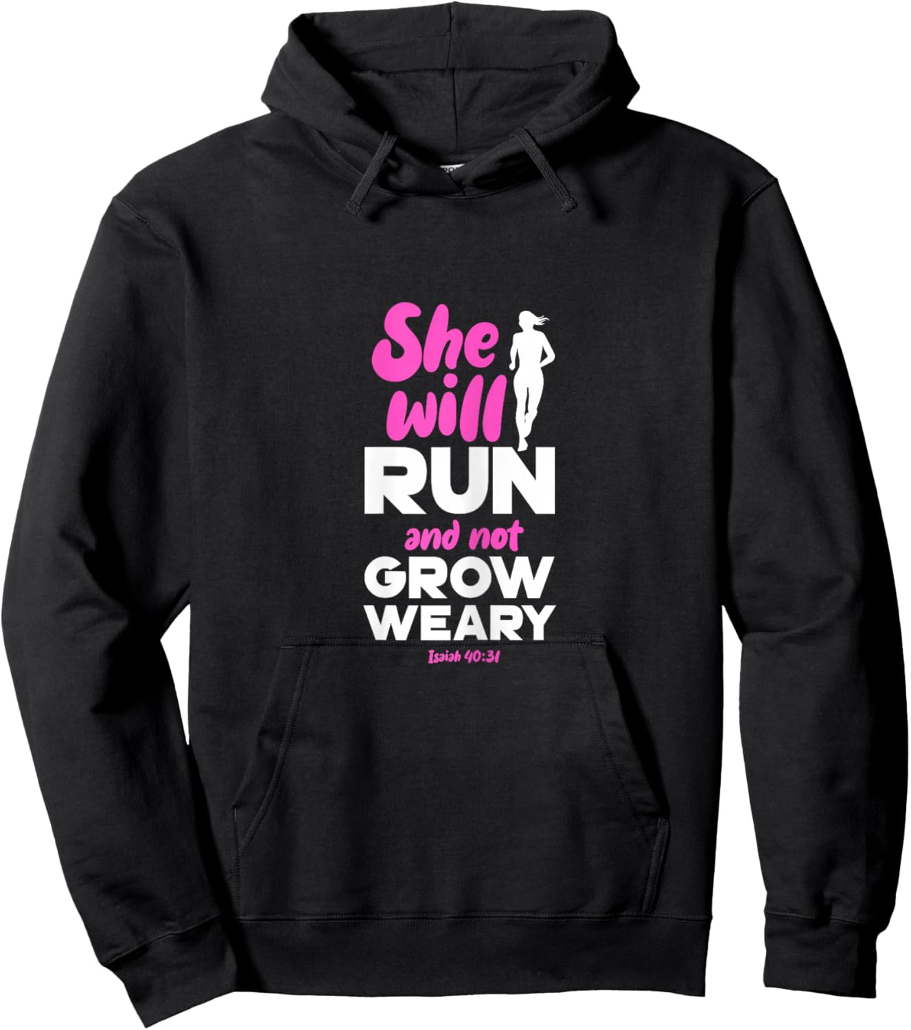She Will Run And Not Grow Weary Runner Christian Hoodie - Hoodie | Black