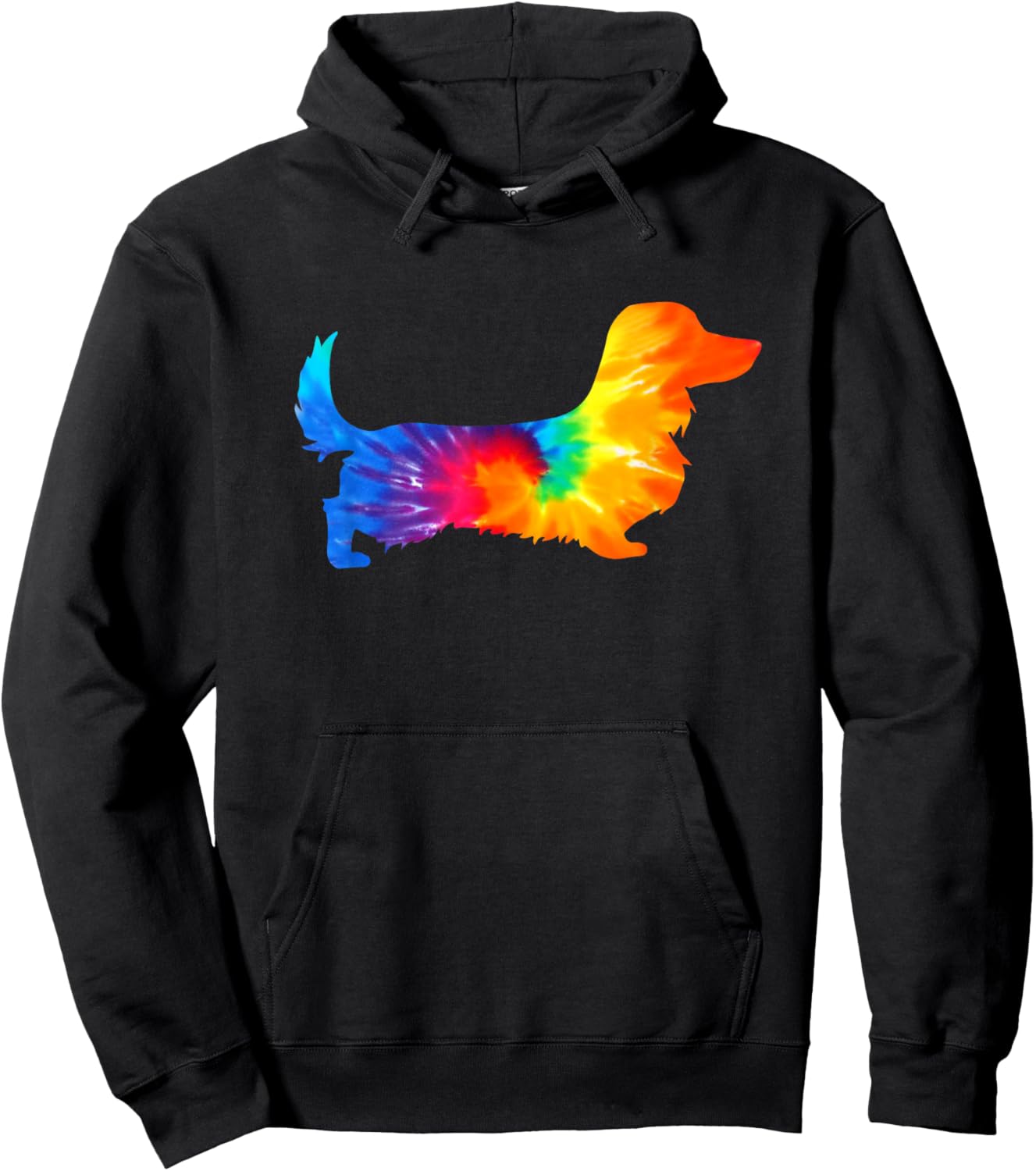 Dachshund Doxie Long Haired Tie Dye Dog Mom Dad Lover Cute Hoodie - Hoodie | Black