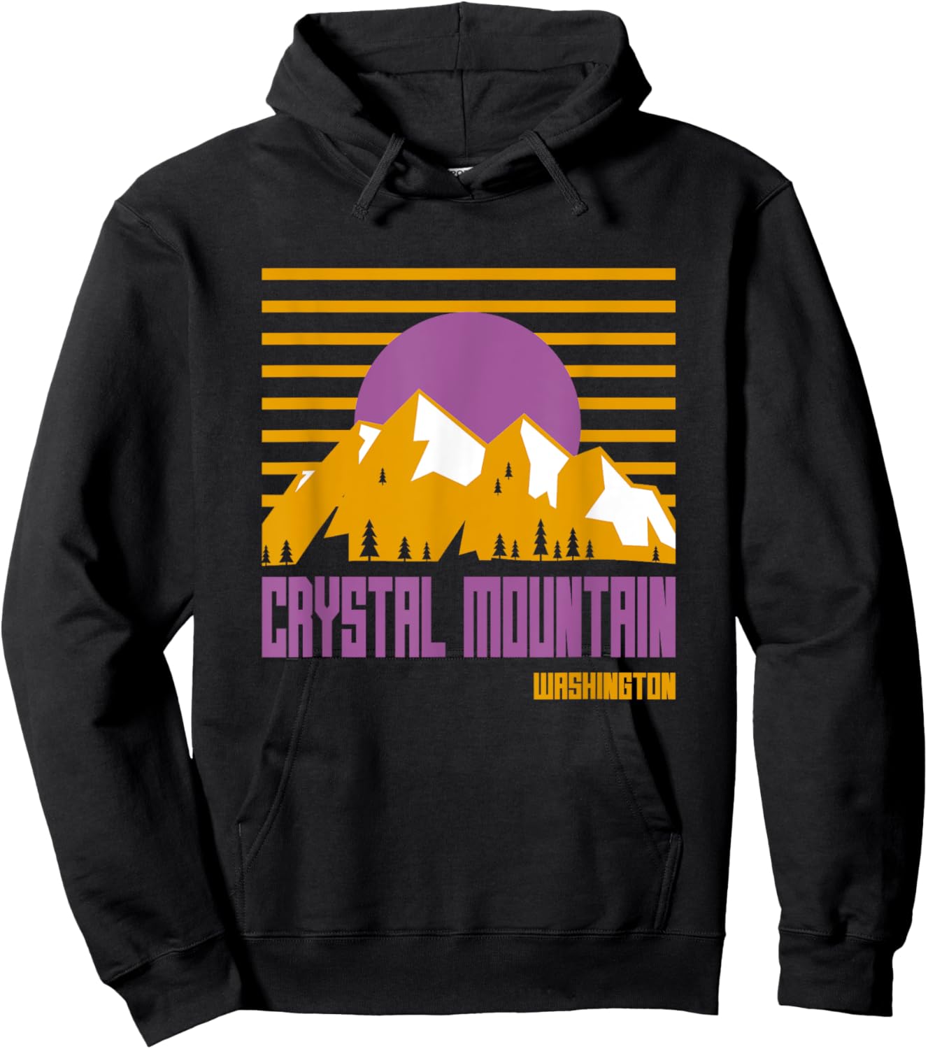 Crystal Mountain Washington Vintage Mountains Hiking Camp Hoodie - Hoodie | Black