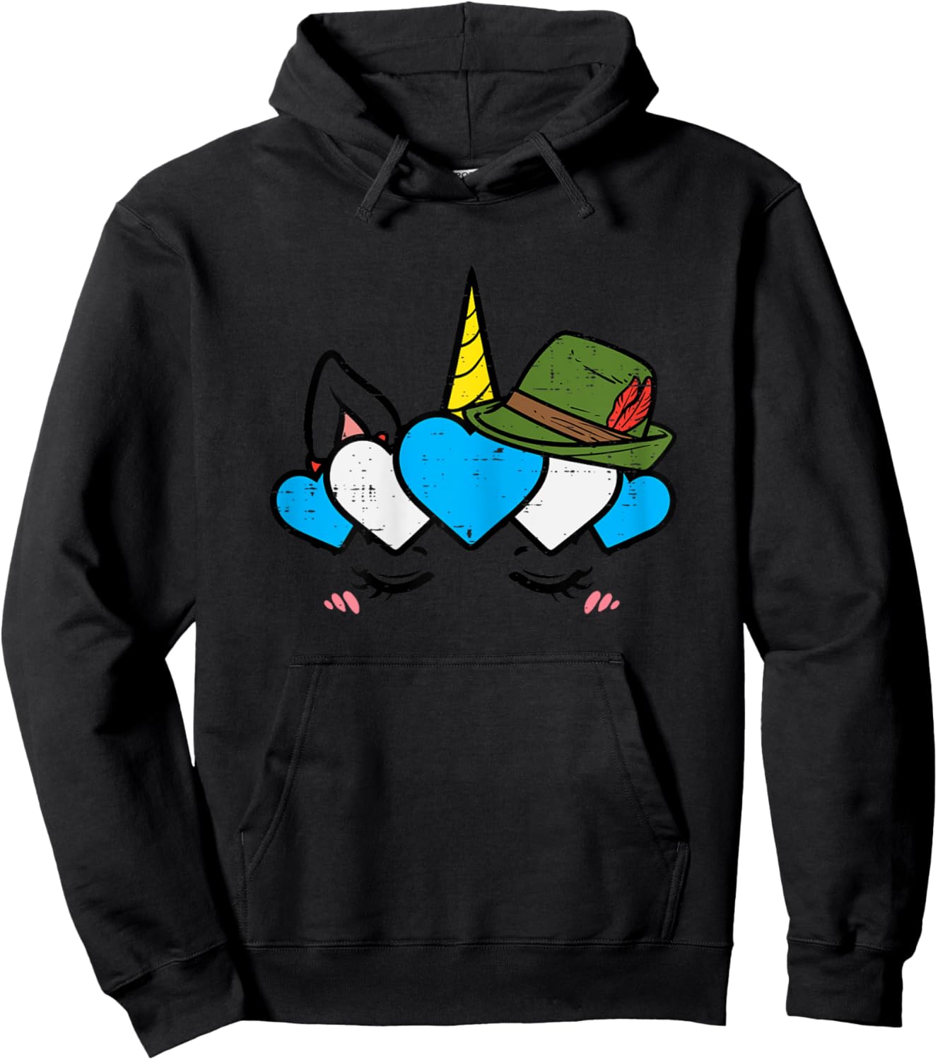 Unicorn Face Oktoberfest Cute German Bavarian Girls Women Hoodie - Hoodie | Black