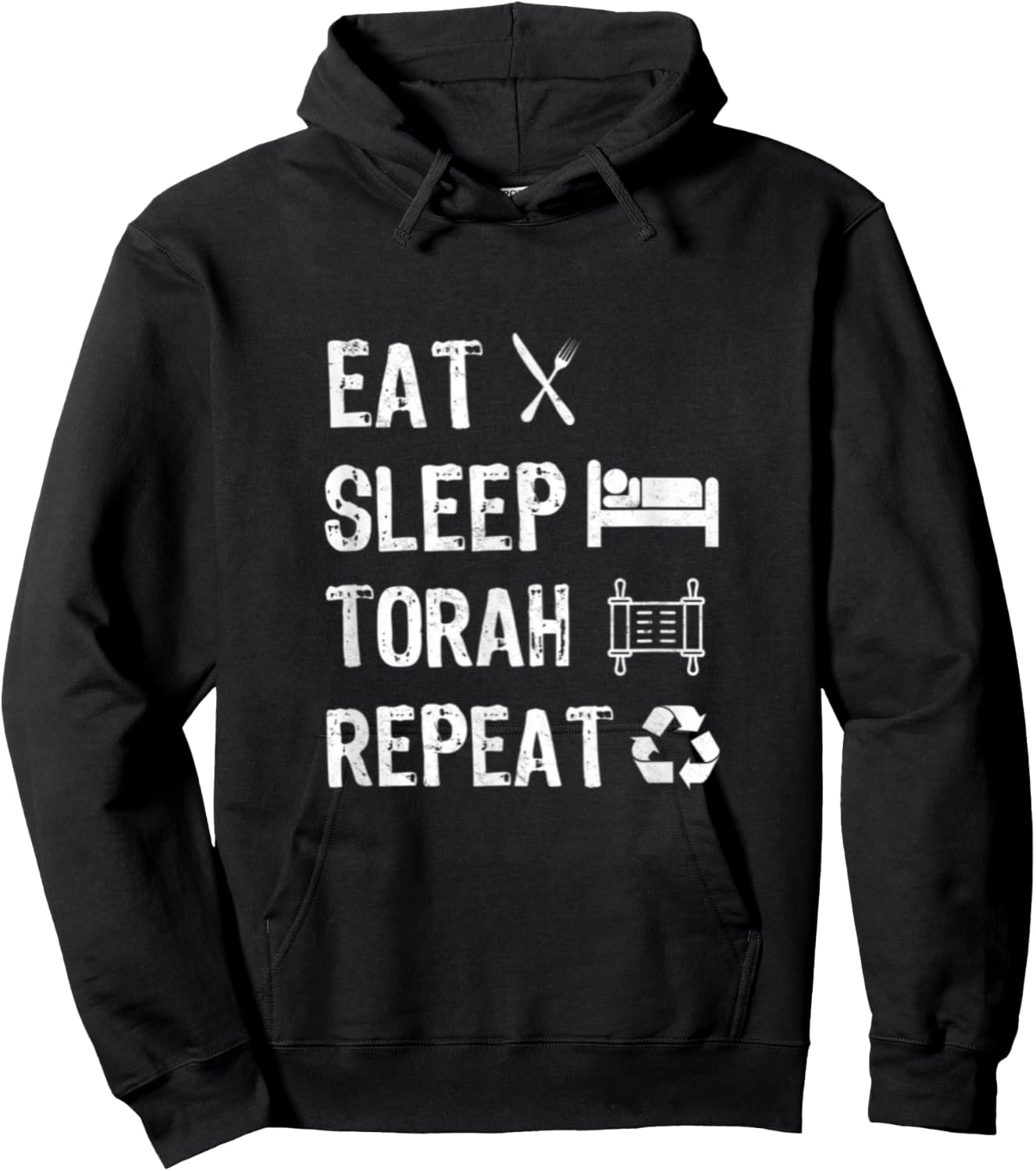 Eat Sleep Torah Repeat Hebrew School Jewish Torah Study Hoodie - Hoodie | Black