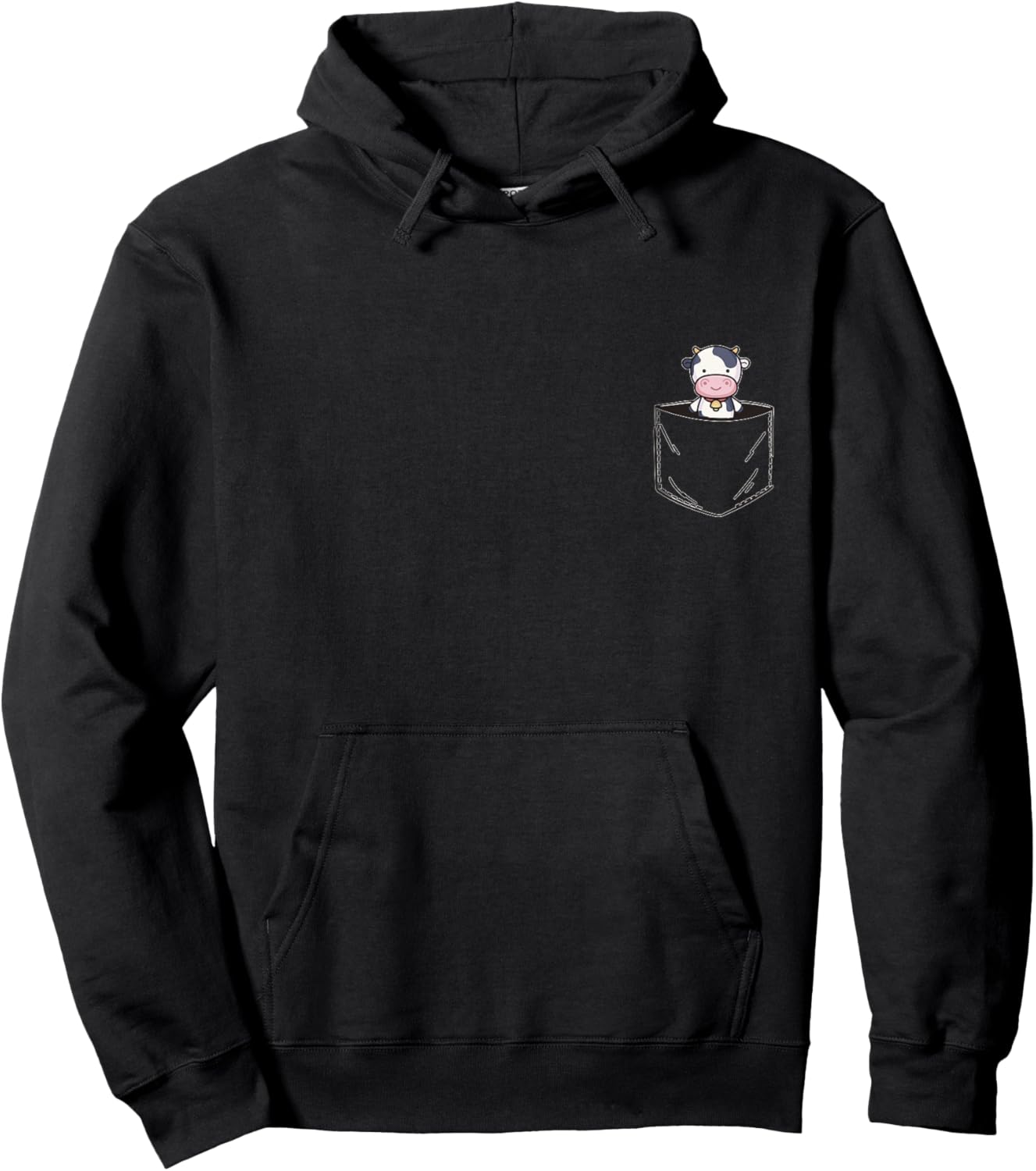 Pocket Animal Cute Cow Hoodie - Hoodie | Black