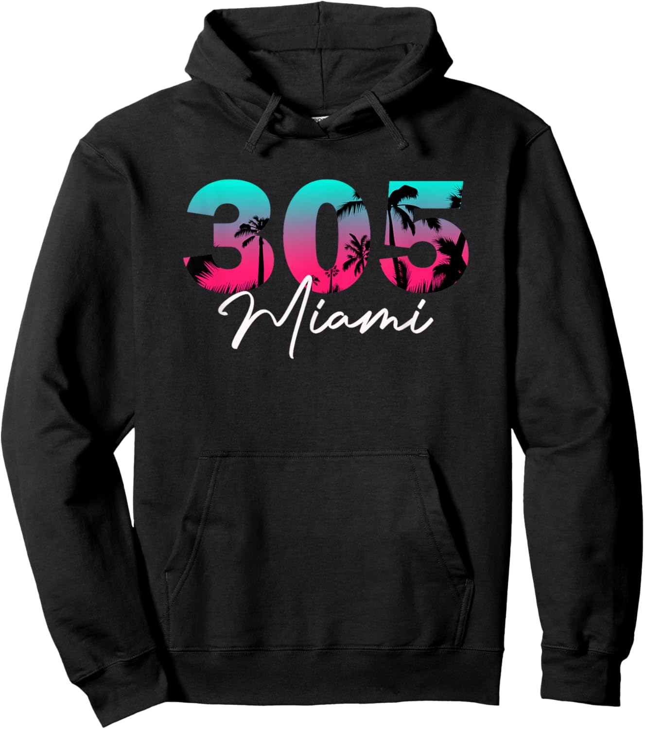 Retro Miami 305 Flamingo Colors Hoodie - Hoodie | Black