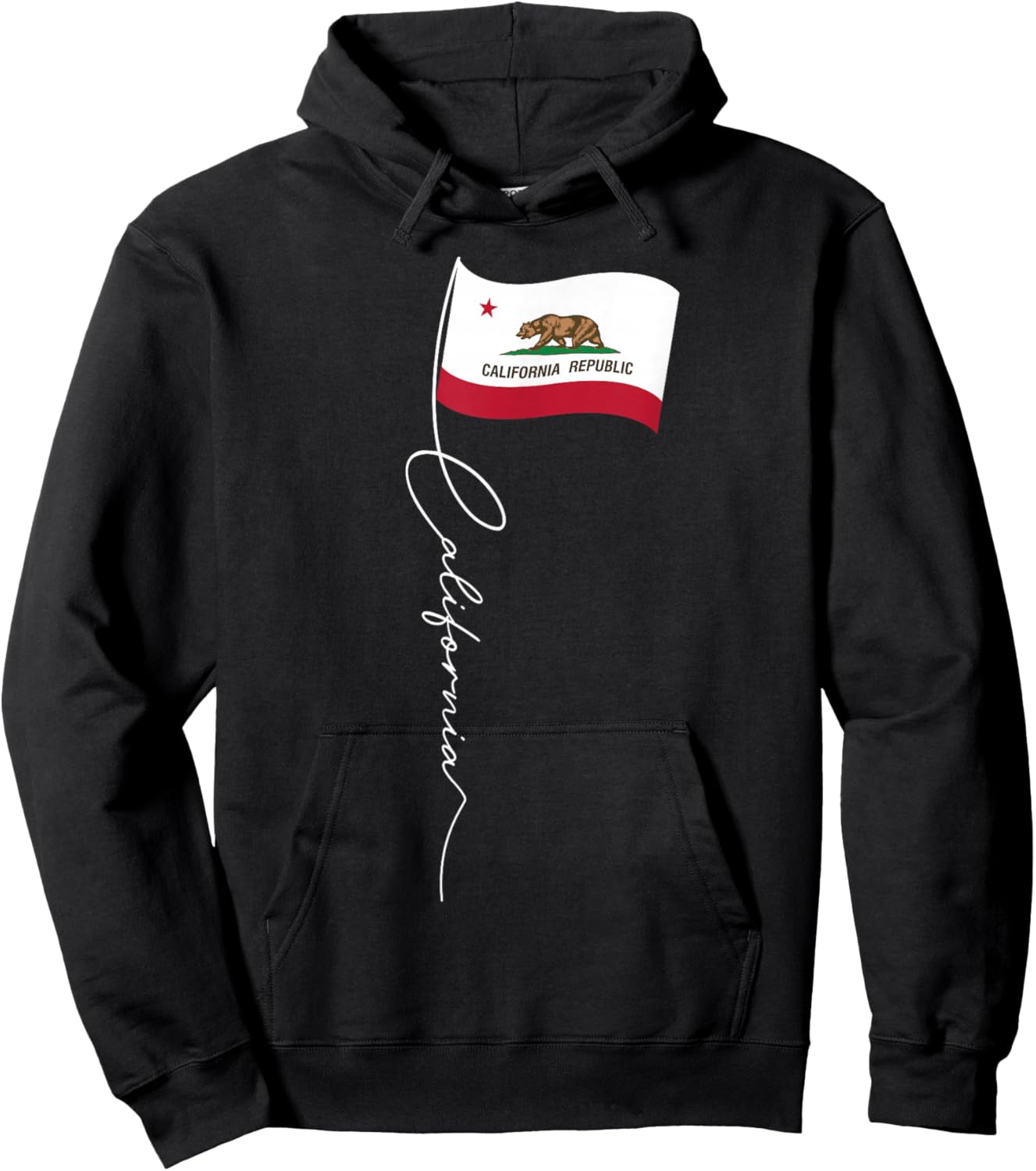 California Signature Flag Pole - Elegant Californian Flag Hoodie - Hoodie | Black