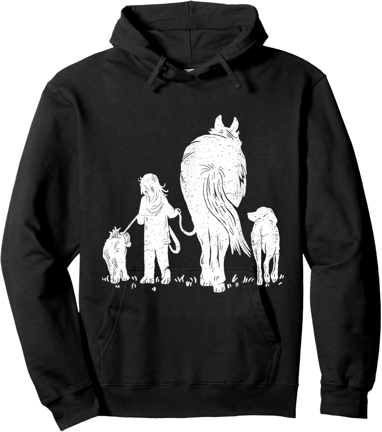 Girl with Horse and Dog Hoodie - Hoodie | Black