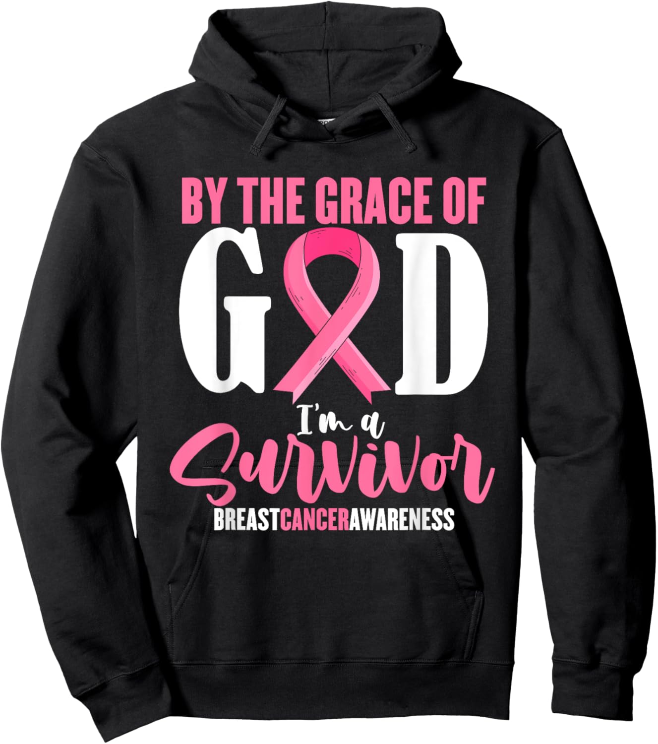 By the grace god I'm a survivor breast cancer awareness Hoodie - Hoodie | Black