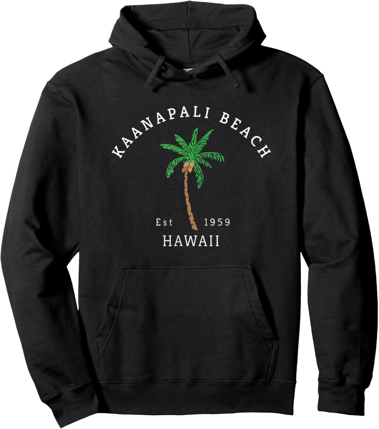 Kaanapali Beach Hawaii Colorful Palm Tree Retro Novelty Art Women Hoodie - Hoodie | Black