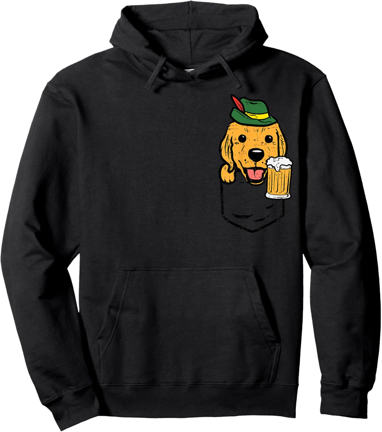 Pocket German Golden Retriever Bavarian German Men Women Hoodie - Hoodie | Black