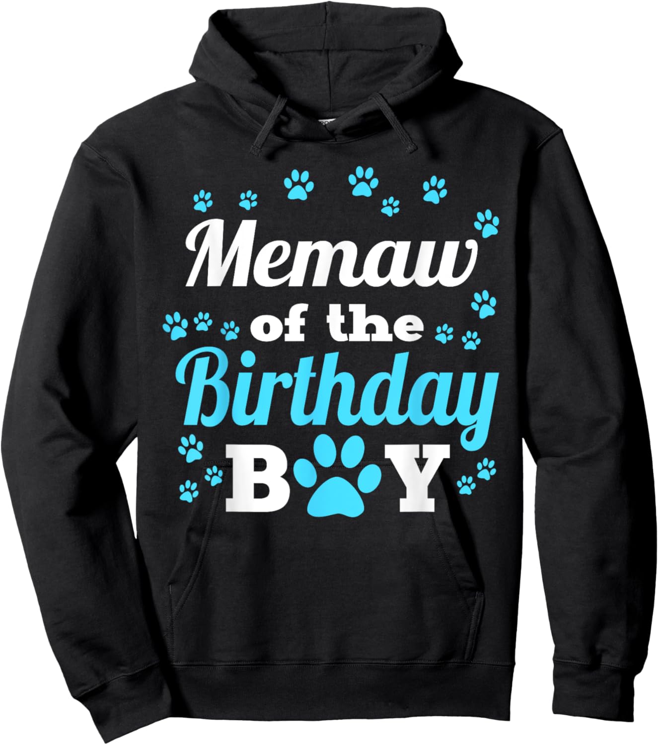 Memaw Of The Birthday Boy Dog Paw Bday Party Celebration Hoodie - Hoodie | Black