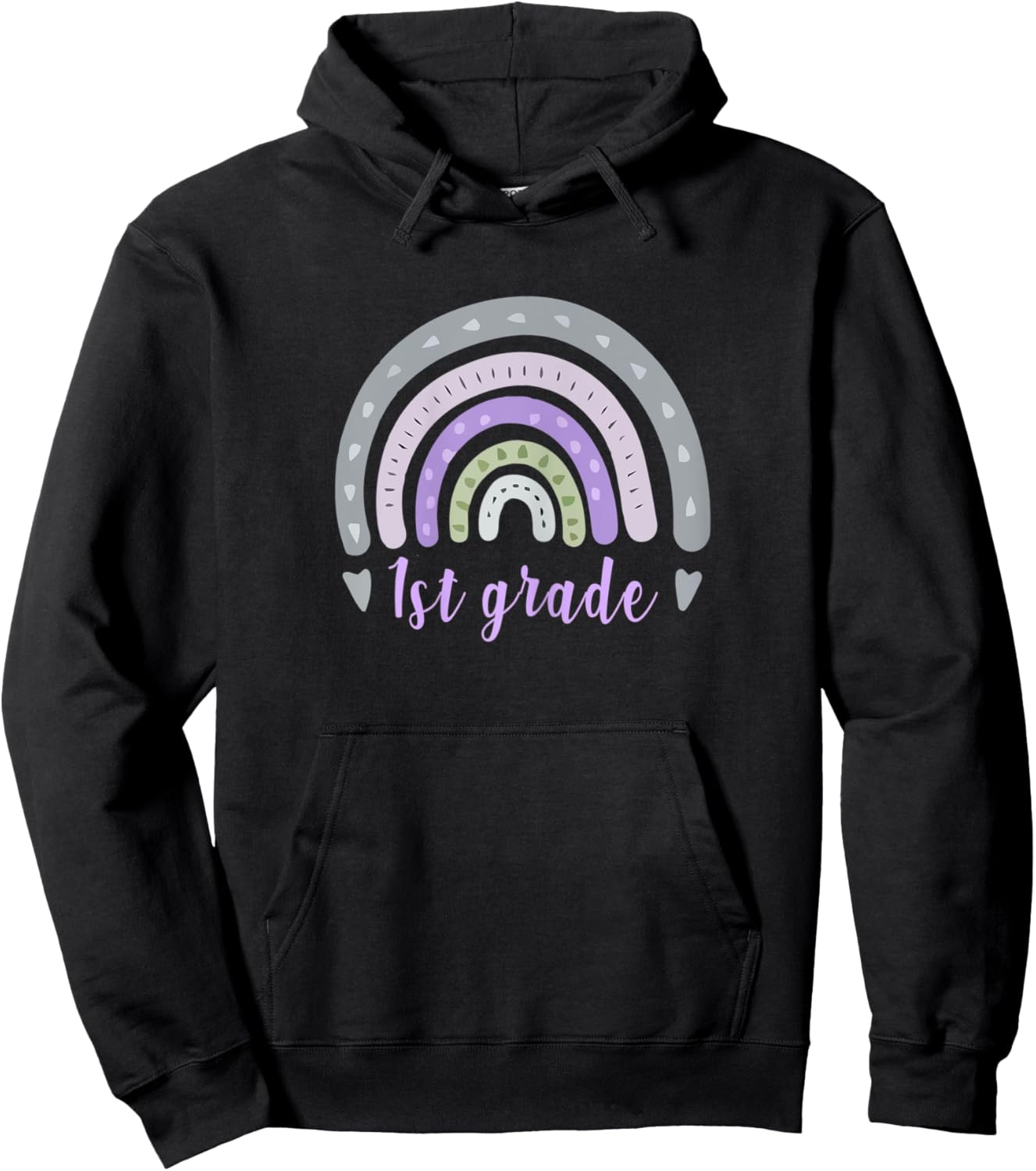 1st First GRADE Teacher Back To School Vintage Boho Rainbow Hoodie - Hoodie | Black