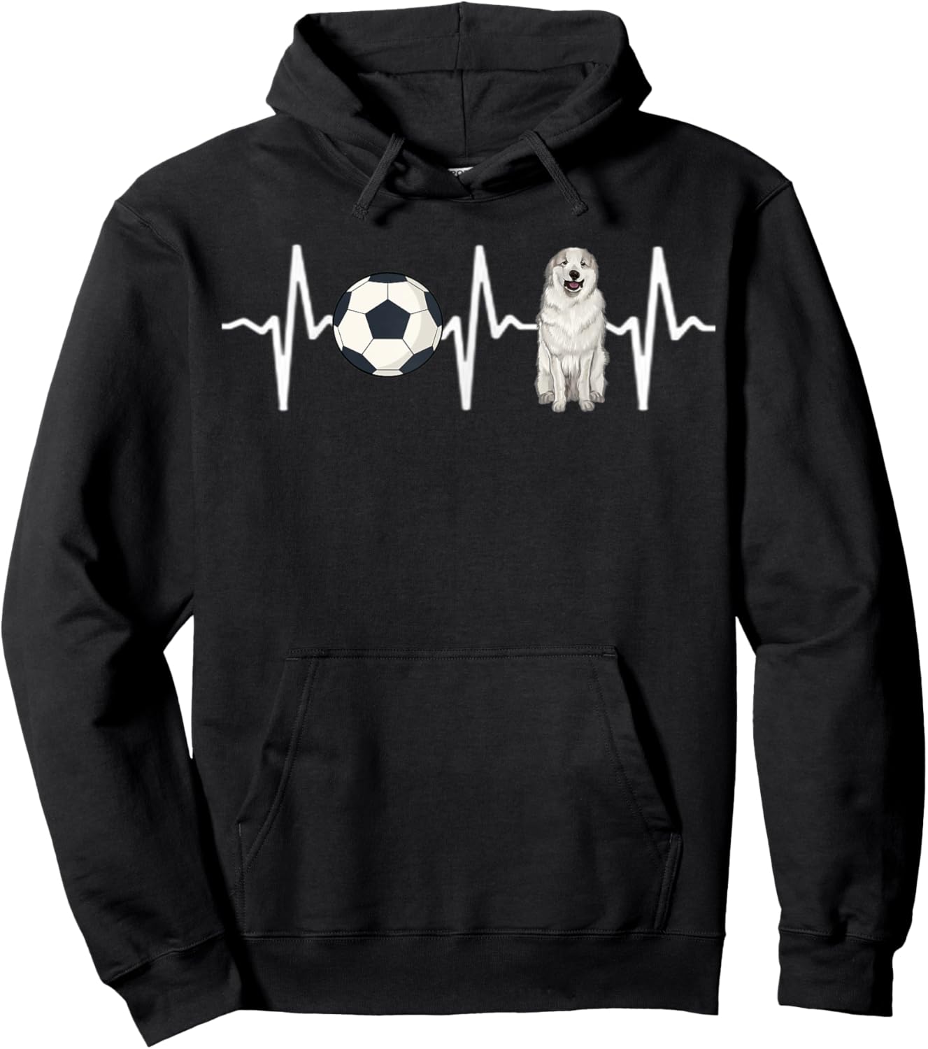 Soccer Great Pyrenee Heartbeat Dog Lover Hoodie - Hoodie | Black