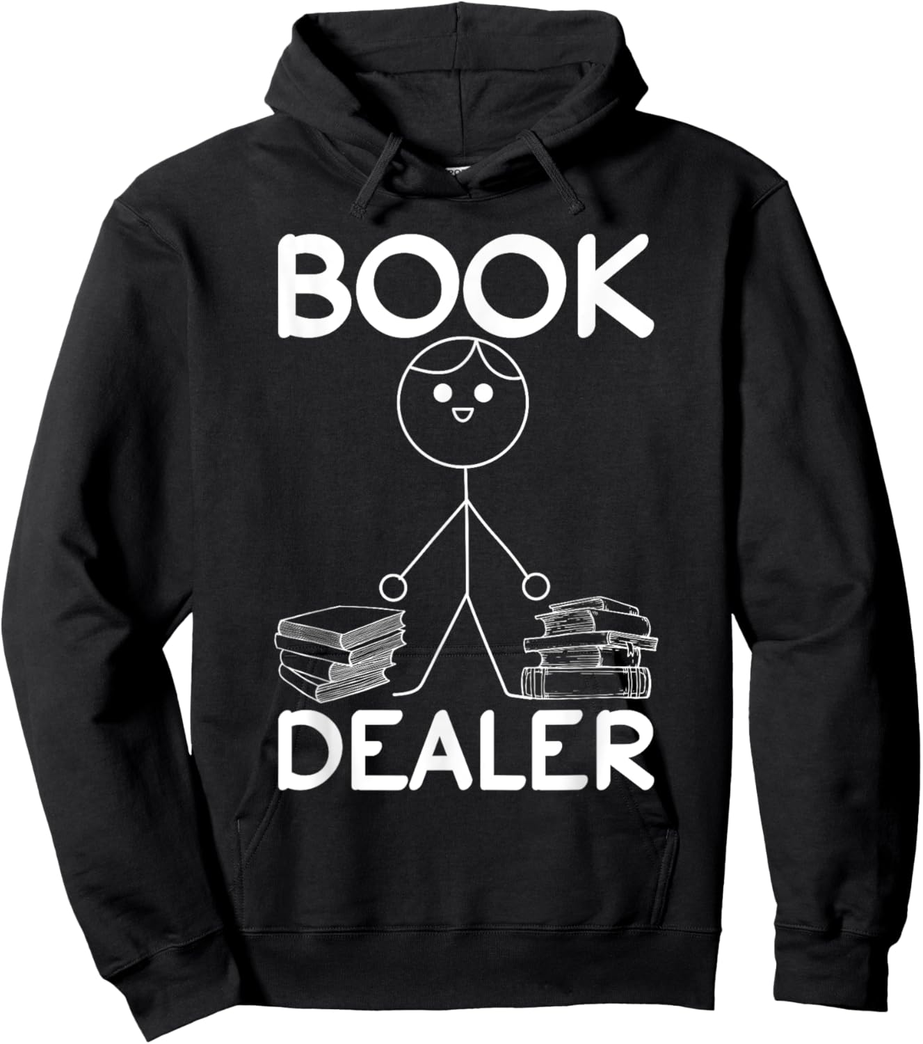 Book Dealer Stick Figure Book Lover Funny Book Reading Hoodie - Hoodie | Black