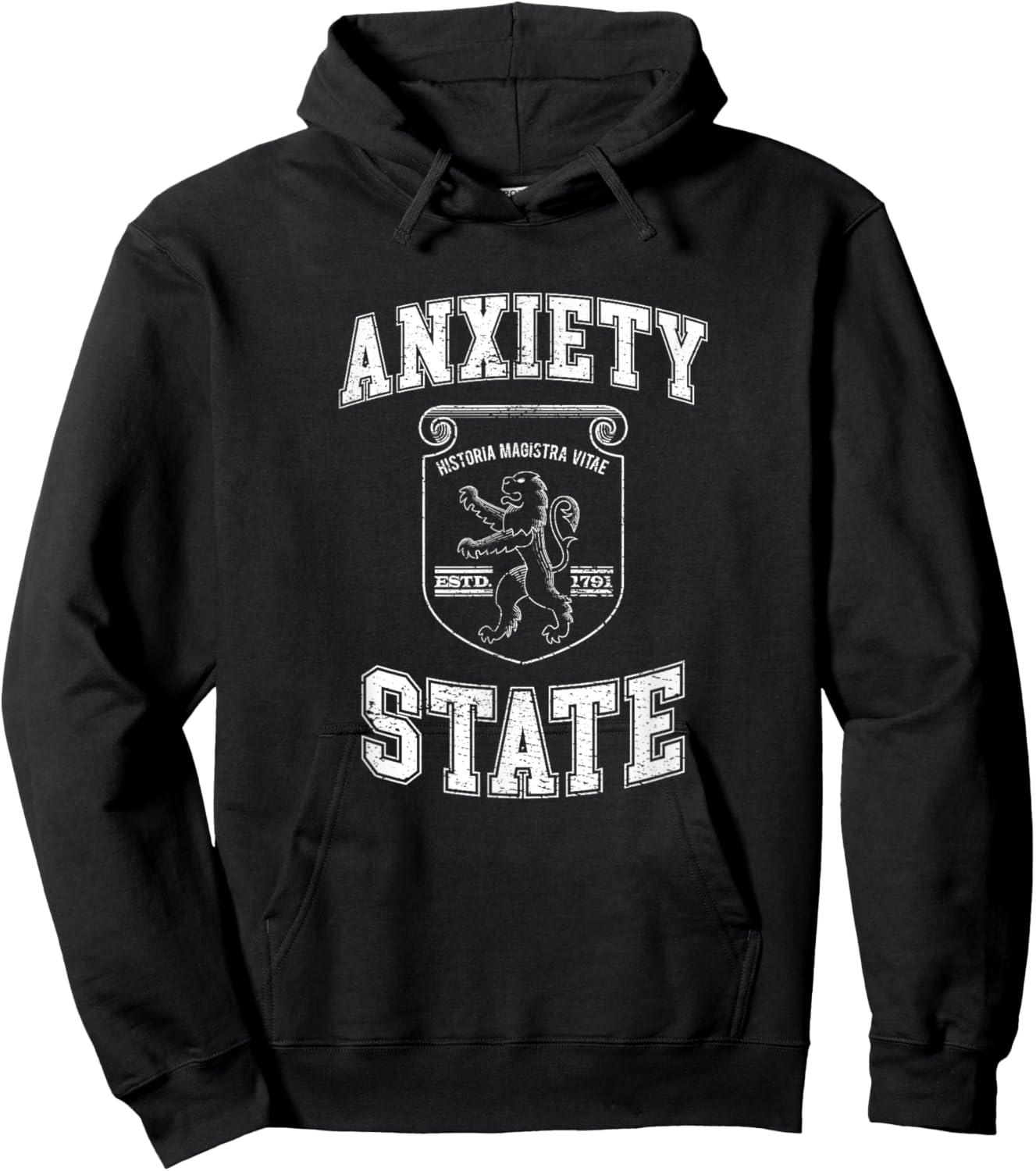 Anxiety State Funny Fake College Existential Dread Meme Hoodie - Hoodie | Black