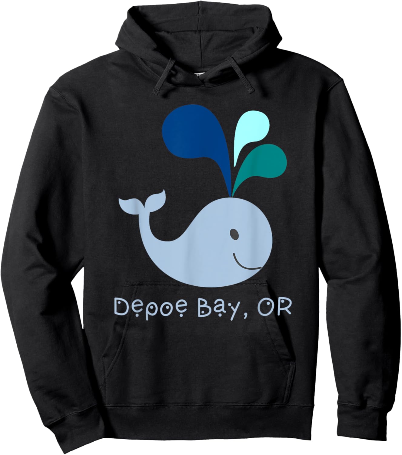Depoe Bay Oregon Cute Whale Lover Cartoon Hoodie - Hoodie | Black