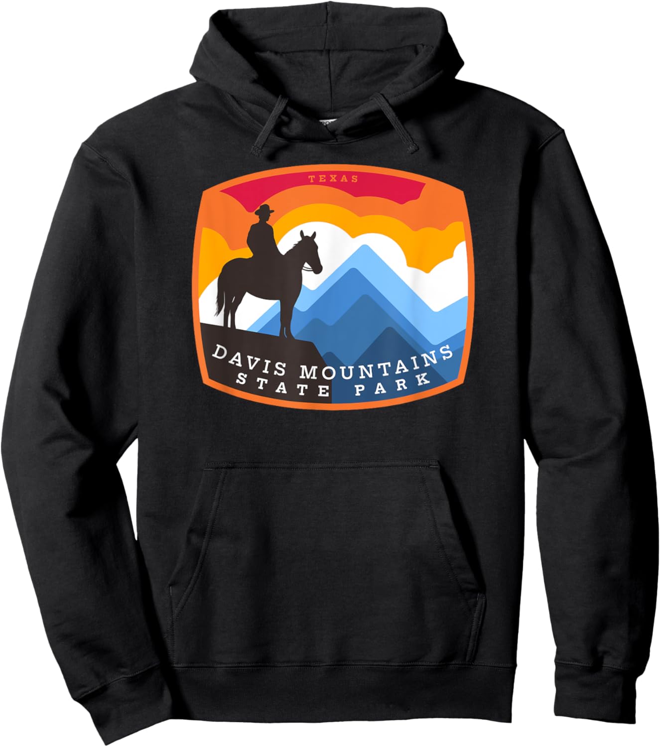 Davis Mountains State Park Texas TX Equestrian Badge Hoodie - Hoodie | Black