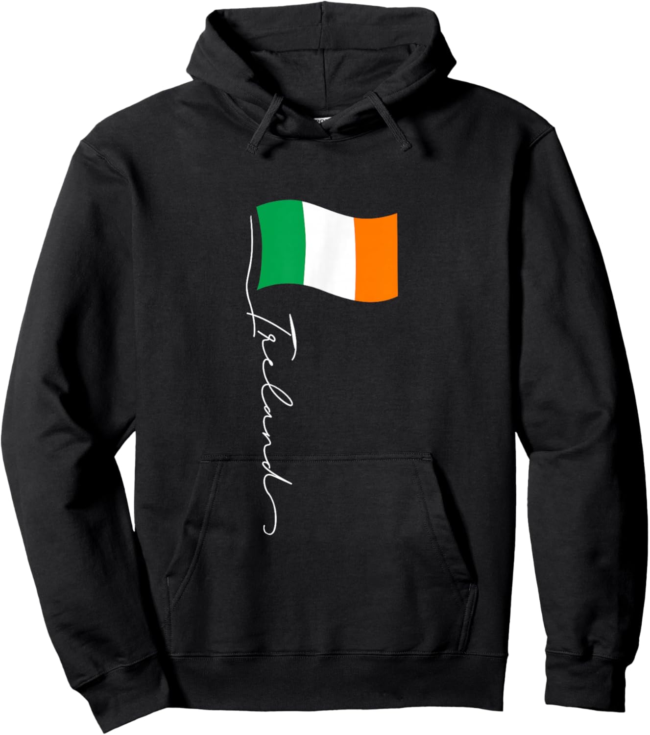 Family Heritage Gifts Ireland Signature Flag Pole - Elegant Patriotic Irish Flag Hoodie - Hoodie | Black