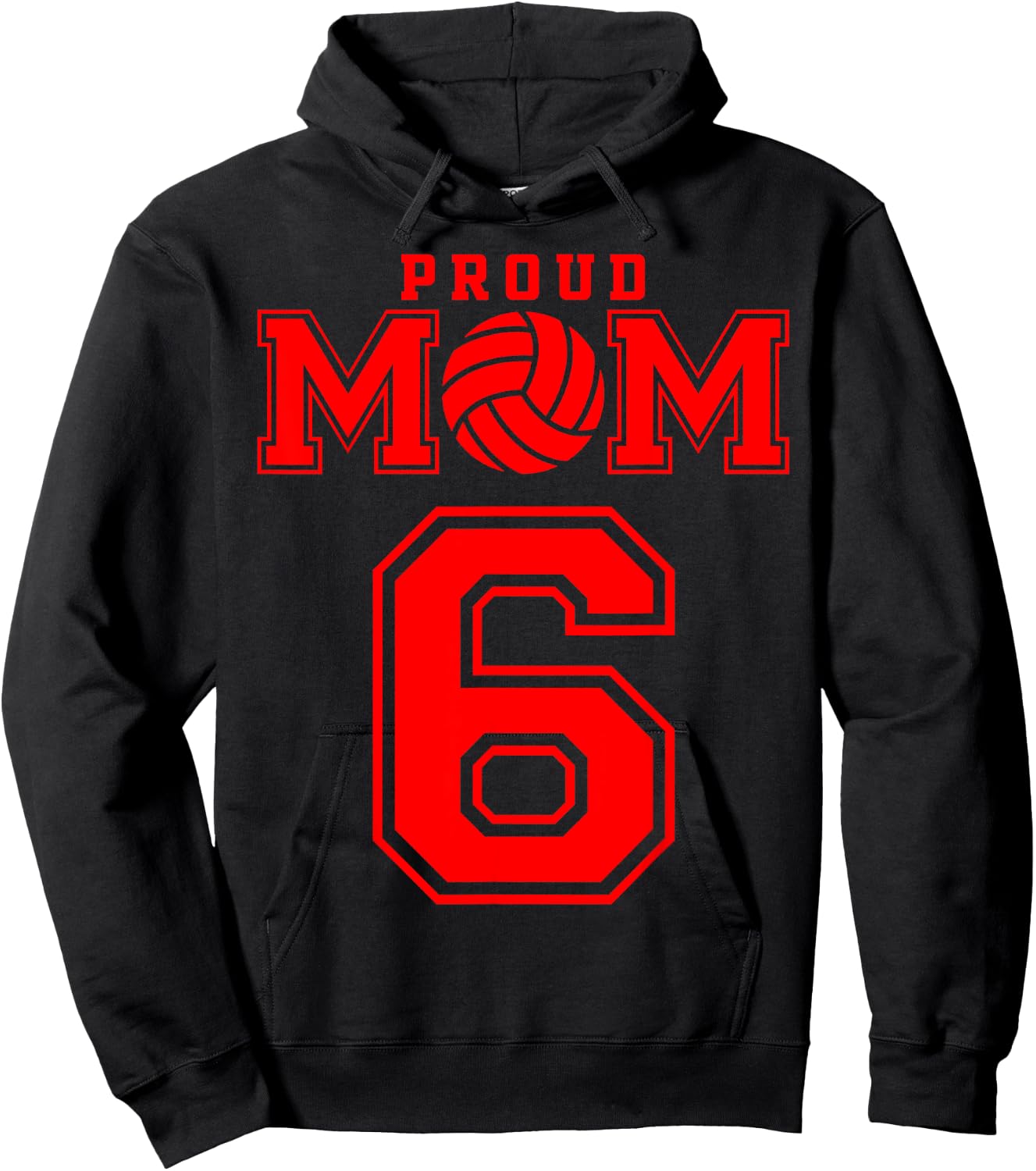 Proud Volleyball Mom Number 6 R Hoodie - Hoodie | Black