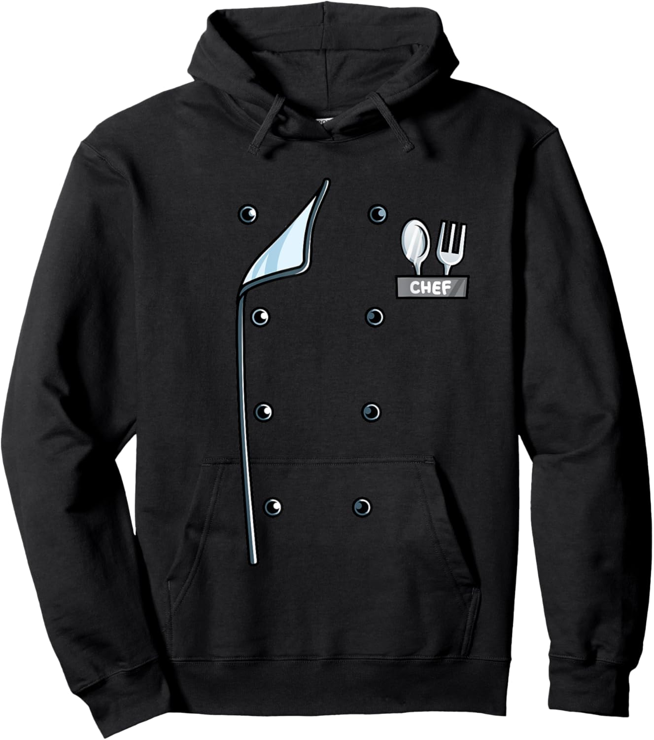 Chef Costume Coat Uniform Funny Cook Jacket for Cooking Hoodie - Hoodie | Black