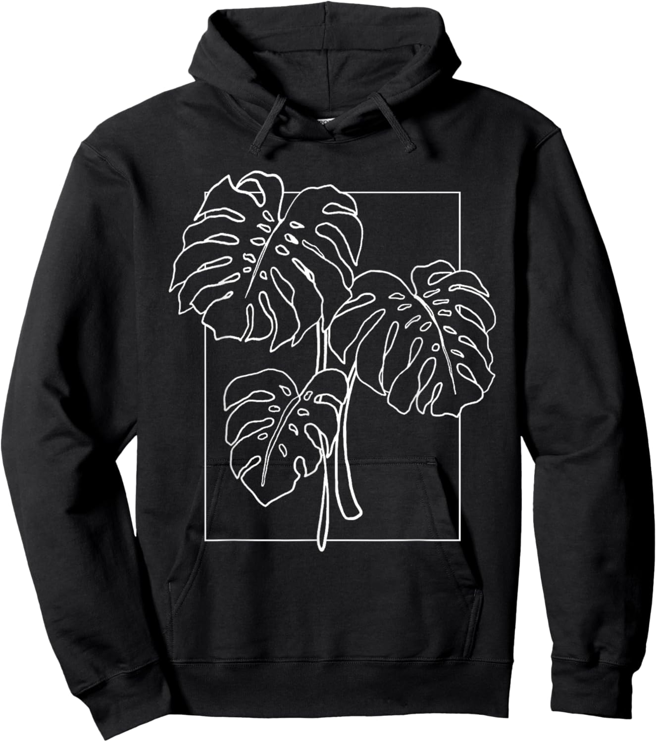 Contour Line Monstera Trendy Plant Hoodie - Hoodie | Black