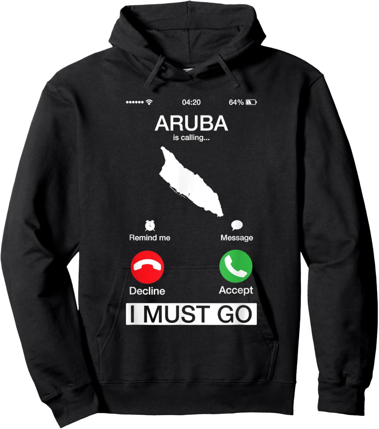 Aruba Is Calling And I Must Go Funny Phone Screen Humor Gift Hoodie - Hoodie | Black
