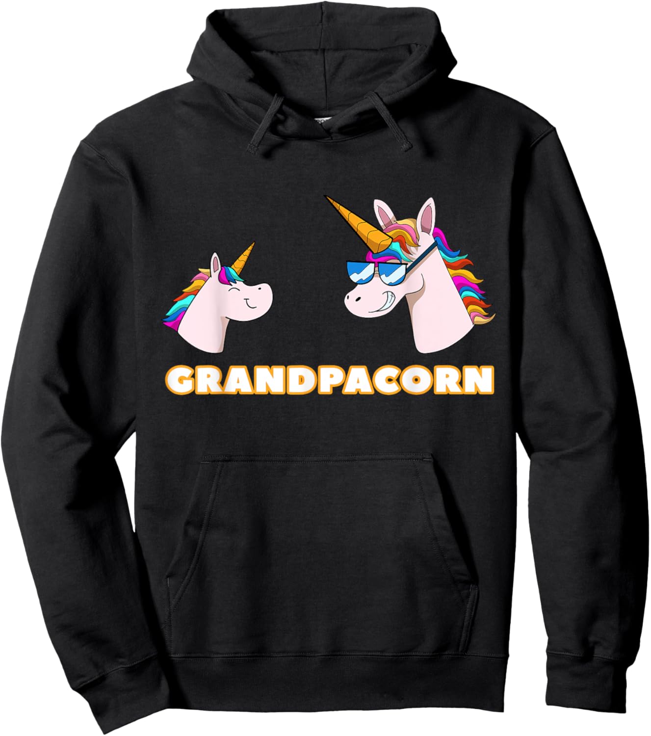 Grandpacorn Grandpa 1 Kid Grandfather Unicorn Father's Day Hoodie - Hoodie | Black