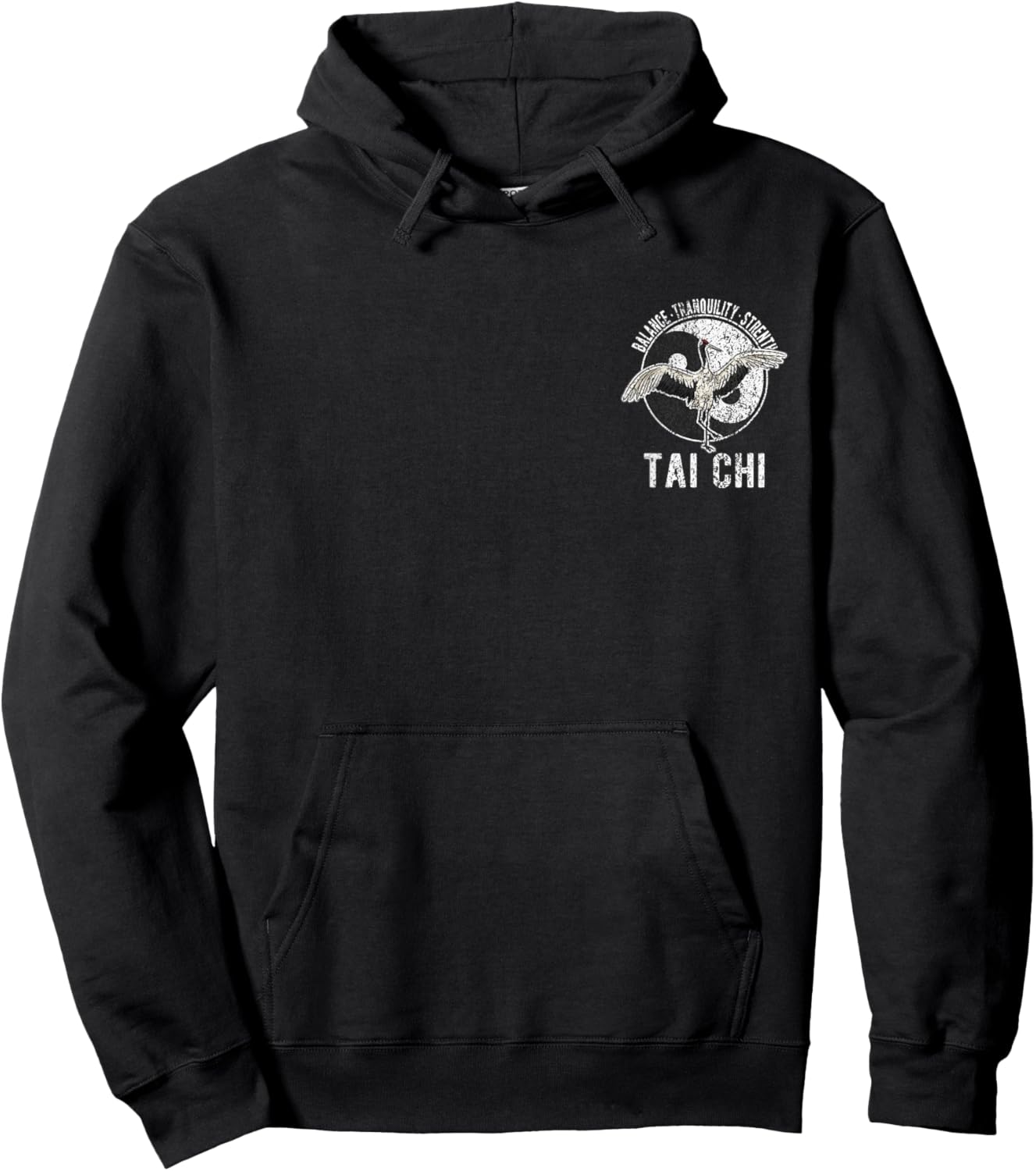 Tai Chi Crane Chinese Martial Arts Yin Yang Retro Vintage Hoodie - Hoodie | Black