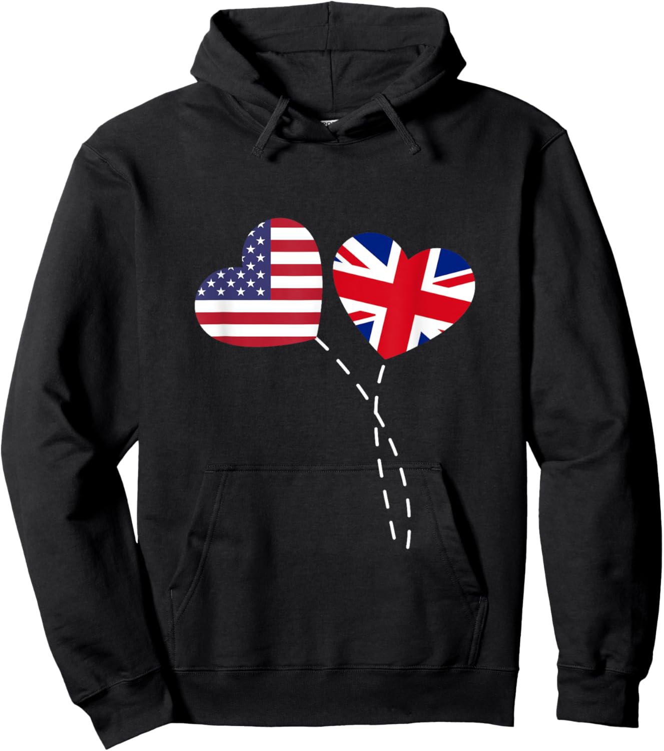 Loving USA United Kingdom Flag Heart British Americans Love Hoodie - Hoodie | Black