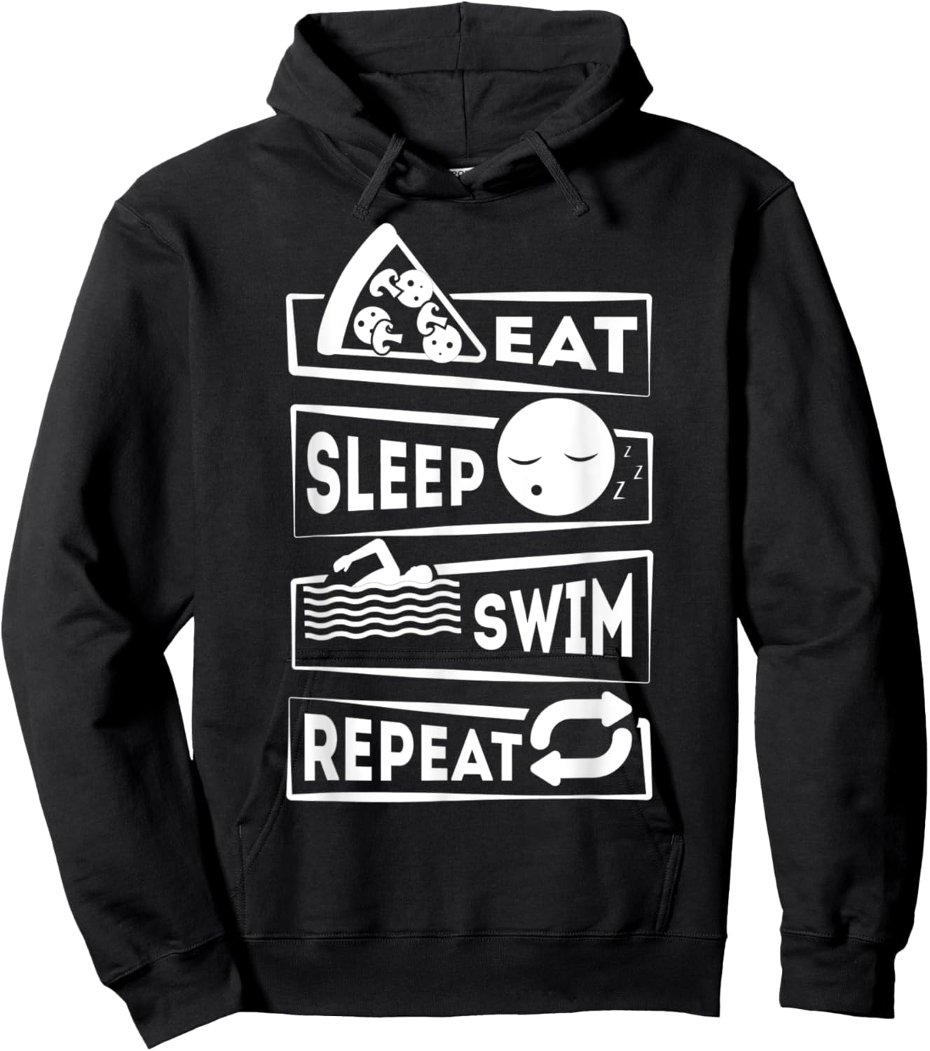 Eat Sleep Swim Repeat Swimming Hoodie - Hoodie | Black
