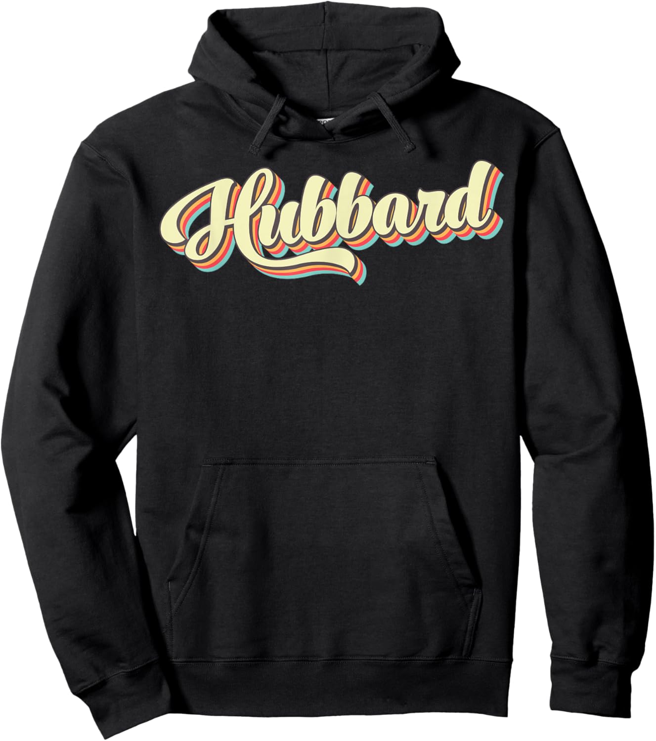 Hubbard Retro Art Baseball Font Vintage Hoodie - Hoodie | Black